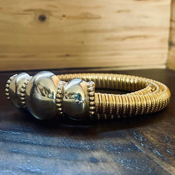 Vintage 80s Gold Rope Belt Two Tone Silver Clasp Waist Cinch Statement Day Lor